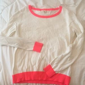cream and hot pink sweater